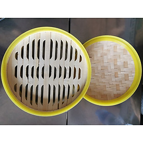 Mua Xửng / Lồng Hấp Bánh Bao và Há Cảo Bằng Tre Viền Nhựa Tặng 1 gắp Inox