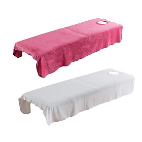 2pcs Cosmetic Face Bed Cover Flannel Spa Massage Table Flat Sheet Beauty