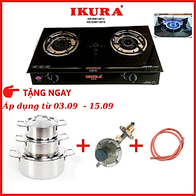 Mua Bếp Gas IKURA IV-5880 Tặng Bộ 3 Nồi Inox Cao Cấp + Van Điều Áp Tự Động và 1 5m Dây gas - Hàng Chính Hãng
