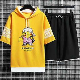 Bộ thể thao PIKACHU dành cho cả nam lẫn nữ - bộ quần áo mặc vào mùa hè cực thích cực mê, vải mềm mịn thoáng mát
