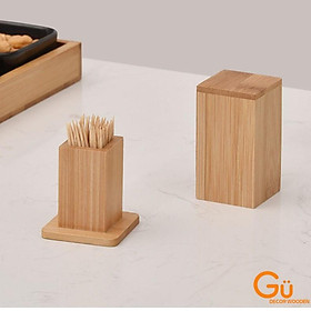 Mua Hộp đựng tăm  Lọ tăm Tre Phụ kiện bàn ăn GU DECOR WOODEN - An toàn cho mọi nhà