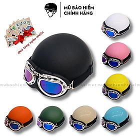 Mũ bảo hiểm nửa đầu chuyên phượt HT HELMET HP01, nón bảo hiểm nhiều màu sắc kèm kính phi công, UV thời trang, cá tính - Hàng chính hãng