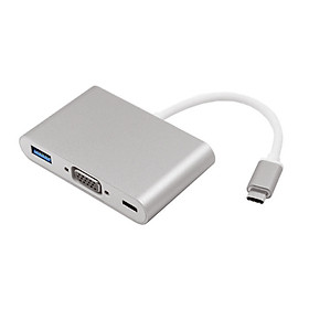 Cáp 3 in 1 chuyển đổi typeC sang VGA/ USB/ TypeC - hỗ trợ chất lượng FullHD