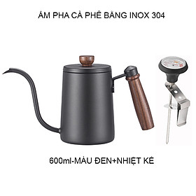 Mua Ấm pha cà phê cổ ngỗng dung tích 600ml  bằng Inox 304 cao cấp  loại có nhiệt kế hoặc không tùy chọn