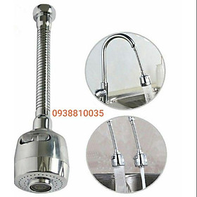 Đầu vòi tăng áp lực nước ống lò xo Inox xoay 360 độ