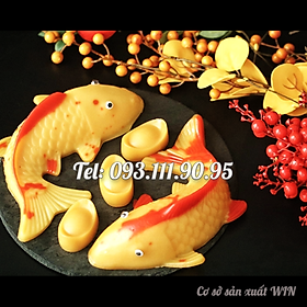 Mua Khuôn làm bánh  rau câu  bánh tổ  khuôn ép xôi  giò chả 2 con cá chép tròn loại 31 cm - Mã số 1738