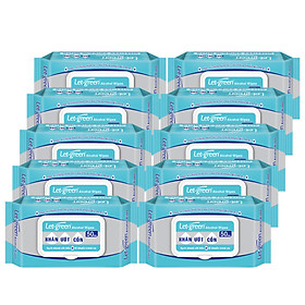 Combo 10 Gói Khăn Ướt Cồn Let-green (50 Tờ x 10)