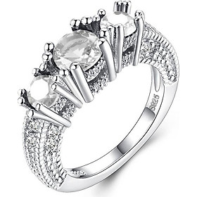 Nhẫn bạc nữ đính đá zircon tinh tế độc quyền