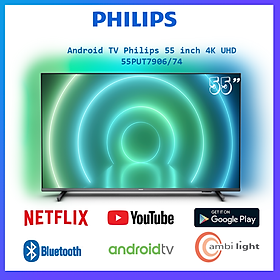Hình ảnh Android TV 4K UHD Philips 55 Inch 55PUT7906/74- Model 2022 - Hàng chính hãng