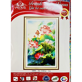 Mua Tranh thêu kín Hoa sen khoe sắc vs8062  kích thước 50 x 85 cm