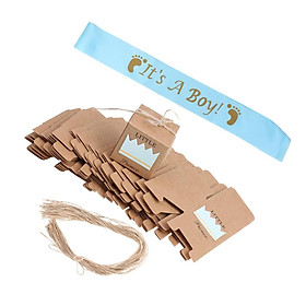 50x Kraft Paper Candy Box Favors+It’s a Boy Sash for Baby Shower Baptism