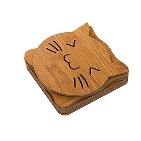 Combo 4 lót nồi bằng gỗ họa tiết đáng yêu (14.8cm x 14.8cm)