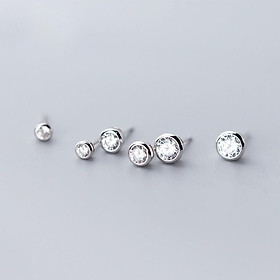 Khuyên tai bạc nụ đá ổ tròn, Bông tai bạc nữ Duyson Silver