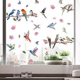 Decal dán kính dán tường bầy chim vui nhộn không gian phòng thư giãn vui tươi