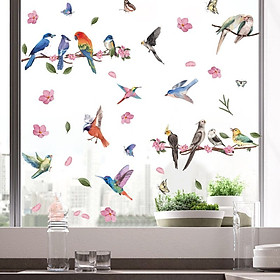 Mua Decal dán kính dán tường bầy chim vui nhộn không gian phòng thư giãn vui tươi