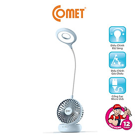 Đèn bàn sạc led COMET CT176 4W kiêm Quạt sạc 4W, tổng công suất 8W