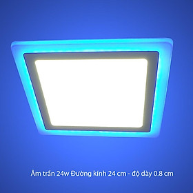 Đèn Led Âm trần 24w vuông 2 màu 3 chế độ ánh sáng  trắng xanh dương