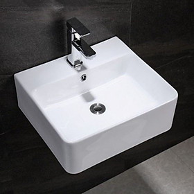 Mua Lavabo treo tường màu trắng kiểu vuông phù hợp không gian nhà tắm nhỏ