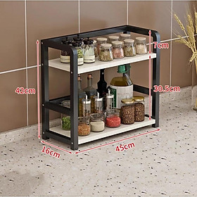 Kệ Gia Vị Để Bàn Nhà Bếp - Kệ Gia Vị Khung Sắt Sơn Tĩnh Điện - chân đen- mặt vàng,Kiểu Chữ H
