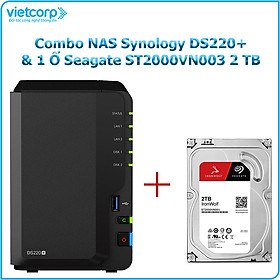 Mua Combo Thiết bị lưu trữ NAS Synology DS220+ và 1 Ổ cứng Seagate ST2000VN003 2 TB - Hàng Chính Hãng