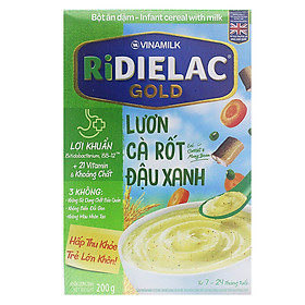 Bộ 2 Bột Ăn Dặm Vinamilk Ridielac Lươn Cà Rốt Đậu Xanh (200g/ Hộp)
