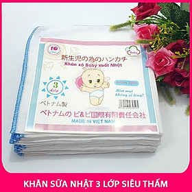 Khăn sữa 3 lớp xuất Nhật VIỀN MÀU cho bé, khăn xô 3 lớp hàng Việt Nam xuất