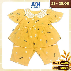 Bộ quần áo lửng bé gái họa tiết Cúc nhí vàng linen - AICDBG6JU6MM - AIN Closet