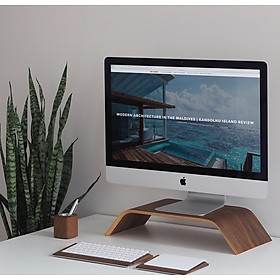 Mua Kệ màn hình máy tính  Kệ Imac gỗ uốn cong - Veneer Walnut (Óc Chó) tự nhiên