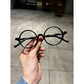 Kính Mắt tròn nhỏ gọng nhựa màu đen cao cấp + Tặng hộp đựng khăn lau
