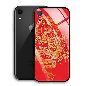 Ốp Lưng Họa Tiết Mạ Màu Vàng Ánh Kim cho điện thoại Iphone XR - 03006 8006 DRAGON14 - Rồng dũng mãnh - Hàng Chính Hãng