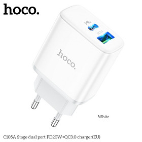 Cóc Sạc Nhanh Hoco. Dành Cho C105A Pd20W + Qc3.0 2 Cổng Sạc USB Và Type-C Có Đèn Led Hàng Chính Hãng