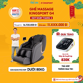 Ghế massage KINGSPORT Standard G4 con lăn di chuyển cổ vai, thiết kế hiện đại 2024, túi khí massage tay dài