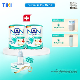 [Tặng Bình nước tuần lộc] Bộ 2 lon Sữa bột Nestlé NAN OPTIPRO PLUS 4 800g/lon với 5HMO Giúp tiêu hóa tốt + Tăng cường đề kháng - Bé 2-6 tuổi