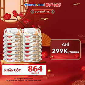 Combo 12 Gói Khăn Ướt Huggies Cacao và Bơ Hạt Mỡ (72 Miếng/ Gói)