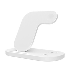 sạc nhanh không dây 3 trong 1 điện thoại đồng hồ thông minh tai nghe đèn Led hiển thị cảm ứng-Màu trắng