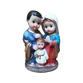 Holy Family Statue Resin Sculpture, Decorative Religious Mary Joseph Figure Mother Mary Statue for Office Bedroom Shelf Desk