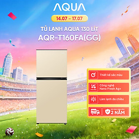 [SẢN PHẨM MỚI 2025I] Tủ lạnh AQUA 130 lít ngăn đá trên AQR-T160FA(GG) - Màu Be - Freeship toàn quốc - Bảo hành 2 năm - Hàng chính hãng