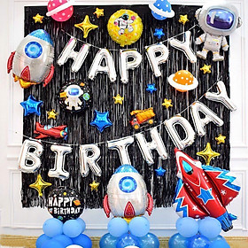 Bộ bong bóng trang trí phi hành gia birthday set spaceship balloon for kid PHG06