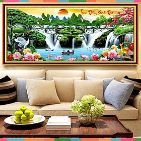 Mua Tranh thêu chữ thập Lưu thủy sinh tài kt 100*55cm