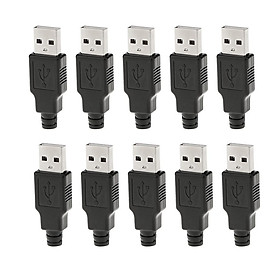 10 pack USB2.0 Type A Male 4pin Plug Socket Connector Adapter  Black