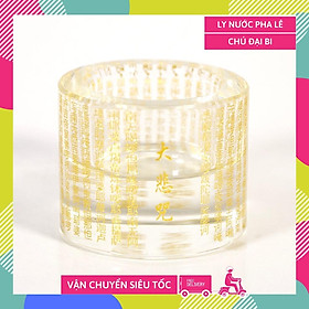 Mua Ly nước thờ cúng Phật Chú Đại Bi Vàng pha lê VIP trụ nguyên khối - Cao 5cm