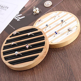 2x Wooden PU Leather Flat Showing Ring Display Tray Holder White Black