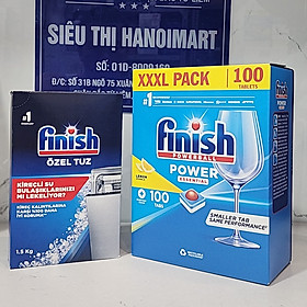 combo Viên rửa bát finish all in one 100 viên + Muối rửa bát finish 1.5kg  cho Máy rửa bát