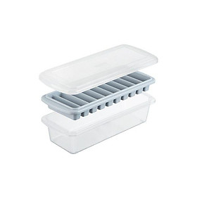 Mua Khay đá vỉ làm đá tủ lạnh khay 10 thanh có nắp đậy bằng nhựa nguyên sinh karu inochi Nhật Bản chính hãng cao cấp KLD01