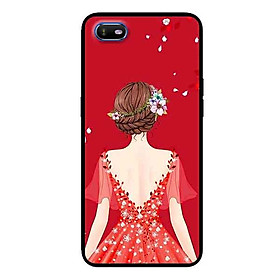 Ốp Lưng in cho Oppo A1K Mẫu Cô Gái Váy Đỏ - Hàng Chính Hãng