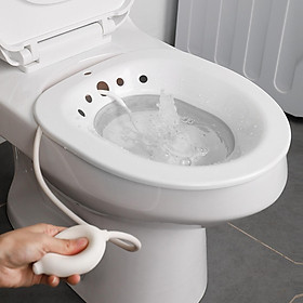 Hình ảnh Sitz Bath Toilet Bidet Tub with Flusher for Postpartum Care White Pink