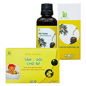 Combo Túi Lọc Thảo Dược Tắm Gội Cho Bé Và Dầu Tràm Bảo Nhiên Giúp Giảm Ngứa Chống Hăm Ngăn Ngừa Rôm Xảy Kháng Khuẩn Toàn Thân Cho Trẻ Nhỏ