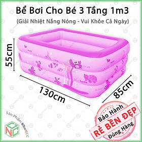 [Mát Mẻ] Hồ Bể Bơi 3 Tầng Cho Bé Kích Cỡ 1m3 1m5 1m8 2m1 - Giải Nhiệt Mùa Hè - Vui Chơi Cả Ngày - KLM-BB3T (Xanh, Hồng)