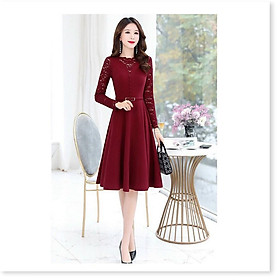 Đầm poly 2 da phối ren tay dài cực sang trọng , tôn dáng cho các nàng KHANH AN FASHION