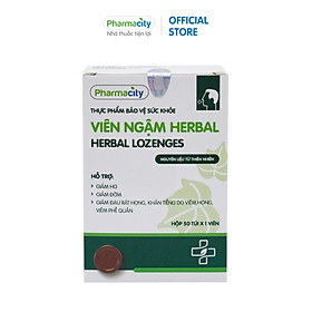 Viên ngậm thảo dược Pharmacity Herbal Lozenges NEW hỗ trợ giảm ho, đau rát họng (Hộp 50 viên)